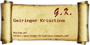 Geiringer Krisztina névjegykártya